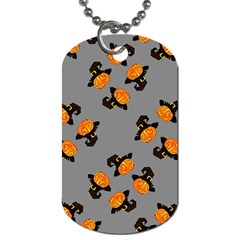 Pumpkin Heads With Hat Gray Dog Tag (one Side) by TetiBright