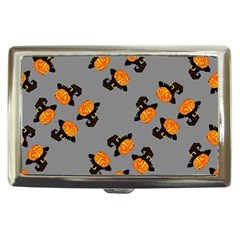 Pumpkin Heads With Hat Gray Cigarette Money Case by TetiBright