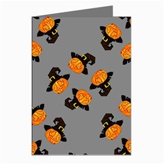 Pumpkin Heads With Hat Gray Greeting Cards (pkg Of 8) by TetiBright