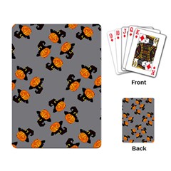 Pumpkin Heads With Hat Gray Playing Cards Single Design (rectangle) by TetiBright