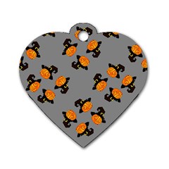 Pumpkin Heads With Hat Gray Dog Tag Heart (one Side) by TetiBright