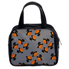 Pumpkin Heads With Hat Gray Classic Handbag (two Sides) by TetiBright