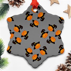 Pumpkin Heads With Hat Gray Ornament (snowflake) by TetiBright