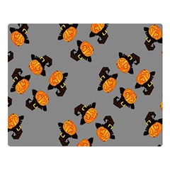 Pumpkin Heads With Hat Gray Premium Plush Fleece Blanket (large) by TetiBright