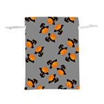 Pumpkin Heads With Hat Gray Lightweight Drawstring Pouch (L) Front