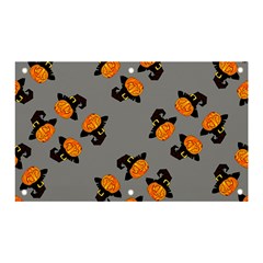 Pumpkin Heads With Hat Gray Banner And Sign 5  X 3  by TetiBright