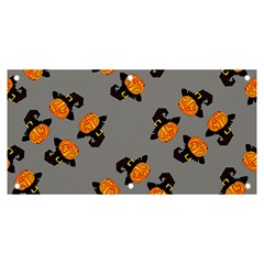 Pumpkin Heads With Hat Gray Banner And Sign 6  X 3  by TetiBright