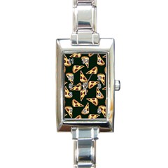 Pizza Slices Pattern Green Rectangle Italian Charm Watch by TetiBright