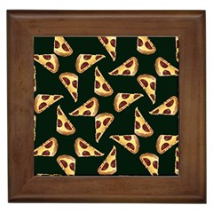 Pizza Slices Pattern Green Framed Tile by TetiBright