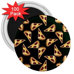 Pizza Slices Pattern Green 3  Magnets (100 Pack) by TetiBright