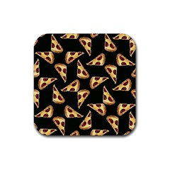 Pizza Slices Pattern Green Rubber Coaster (square) by TetiBright