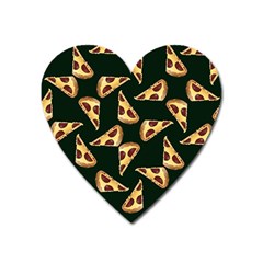 Pizza Slices Pattern Green Heart Magnet by TetiBright