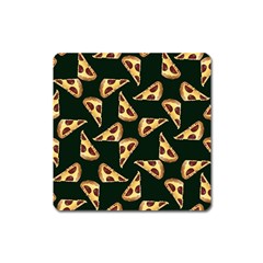 Pizza Slices Pattern Green Square Magnet by TetiBright