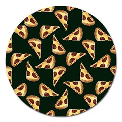 Pizza Slices Pattern Green Magnet 5  (round) by TetiBright