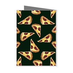 Pizza Slices Pattern Green Mini Greeting Cards (pkg Of 8) by TetiBright