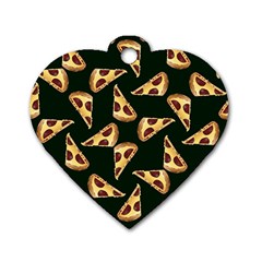 Pizza Slices Pattern Green Dog Tag Heart (two Sides) by TetiBright