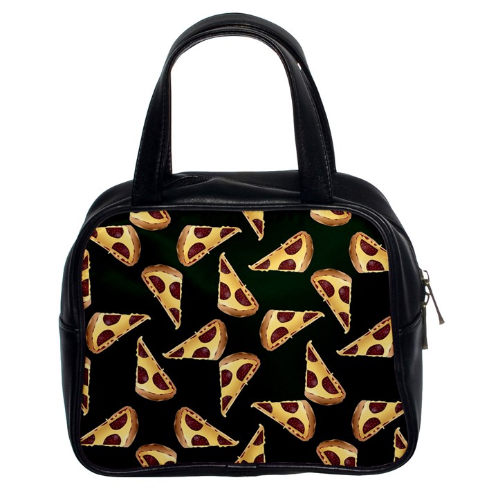 Pizza Slices Pattern Green Classic Handbag (Two Sides)