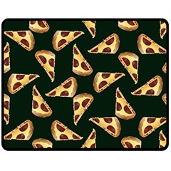 Pizza Slices Pattern Green One Side Fleece Blanket (medium) by TetiBright