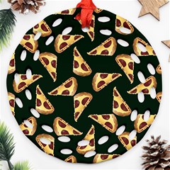 Pizza Slices Pattern Green Round Filigree Ornament (two Sides) by TetiBright