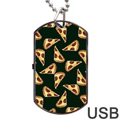 Pizza Slices Pattern Green Dog Tag Usb Flash (two Sides) by TetiBright