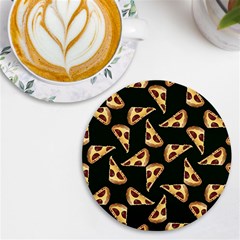 Pizza Slices Pattern Green Uv Print Round Tile Coaster by TetiBright