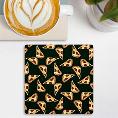 Pizza Slices Pattern Green Uv Print Square Tile Coaster  by TetiBright