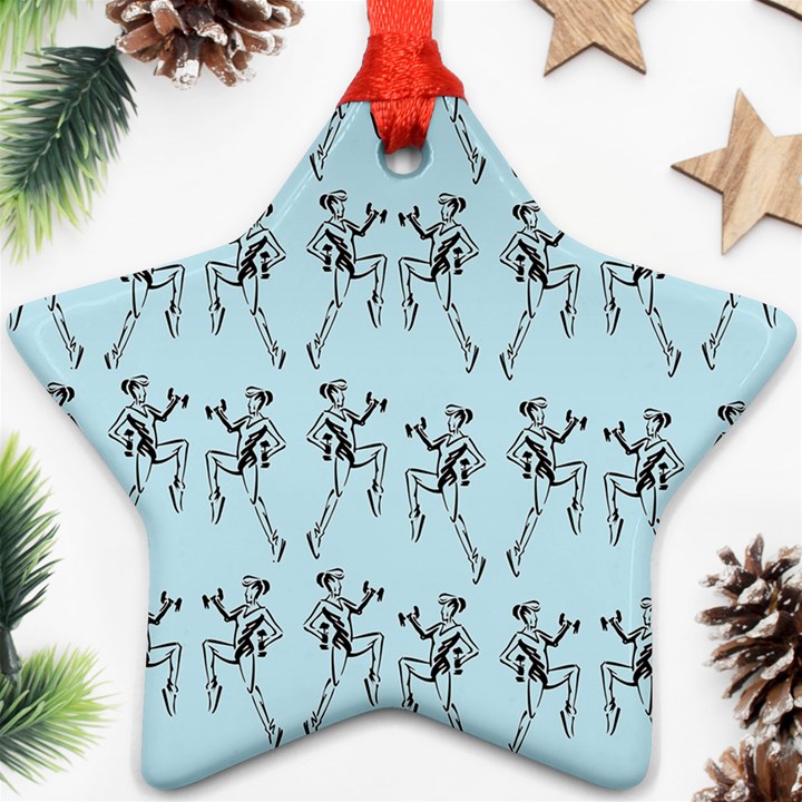 Jogging Lady On Blue Ornament (Star)