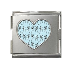 Jogging Lady On Blue Mega Link Heart Italian Charm (18mm) by TetiBright