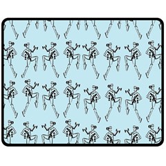 Jogging Lady On Blue One Side Fleece Blanket (medium) by TetiBright