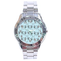 Jogging Lady On Blue Stainless Steel Analogue Watch by TetiBright