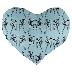 Jogging Lady On Blue Large 19  Premium Heart Shape Cushions by TetiBright