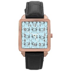 Jogging Lady On Blue Rose Gold Leather Watch  by TetiBright