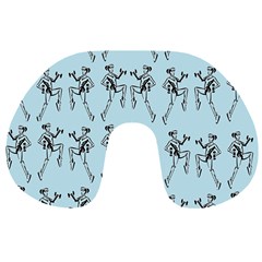 Jogging Lady On Blue Travel Neck Pillow by TetiBright