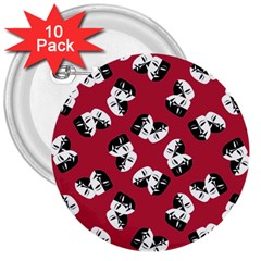 Theater Masks Burgundy 3  Buttons (10 Pack)  by TetiBright