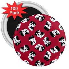 Theater Masks Burgundy 3  Magnets (100 Pack) by TetiBright