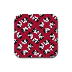 Theater Masks Burgundy Rubber Coaster (square) by TetiBright