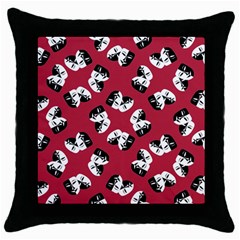 Theater Masks Burgundy Throw Pillow Case (black) by TetiBright