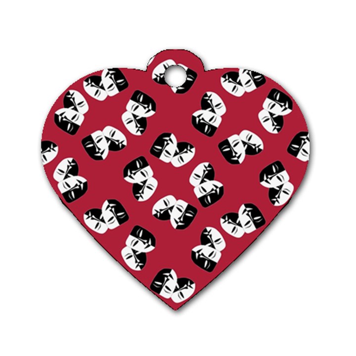 Theater Masks Burgundy Dog Tag Heart (One Side)