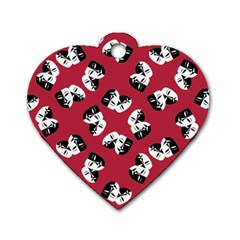 Theater Masks Burgundy Dog Tag Heart (two Sides) by TetiBright