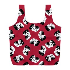 Theater Masks Burgundy Full Print Recycle Bag (l) by TetiBright