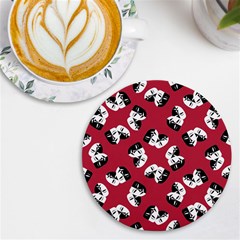 Theater Masks Burgundy Uv Print Round Tile Coaster by TetiBright