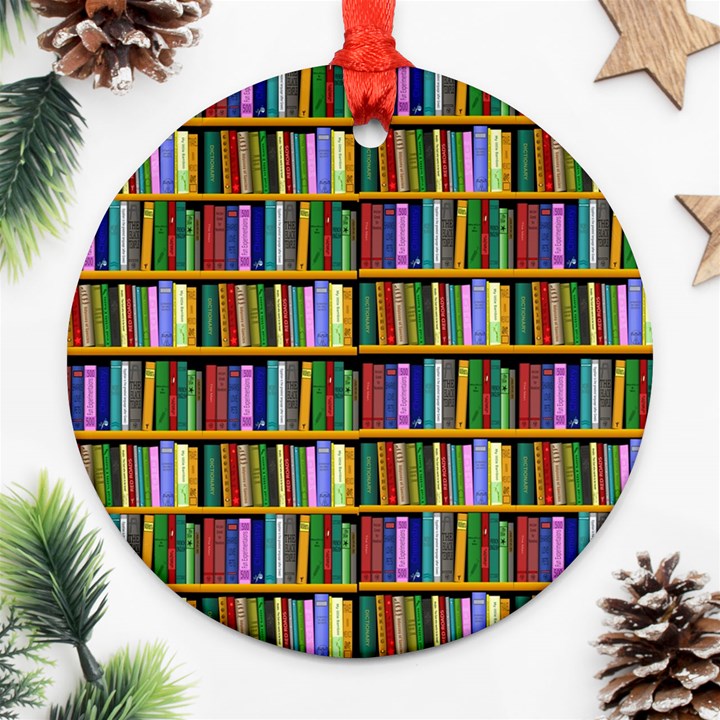 Books On A Shelf Ornament (Round)