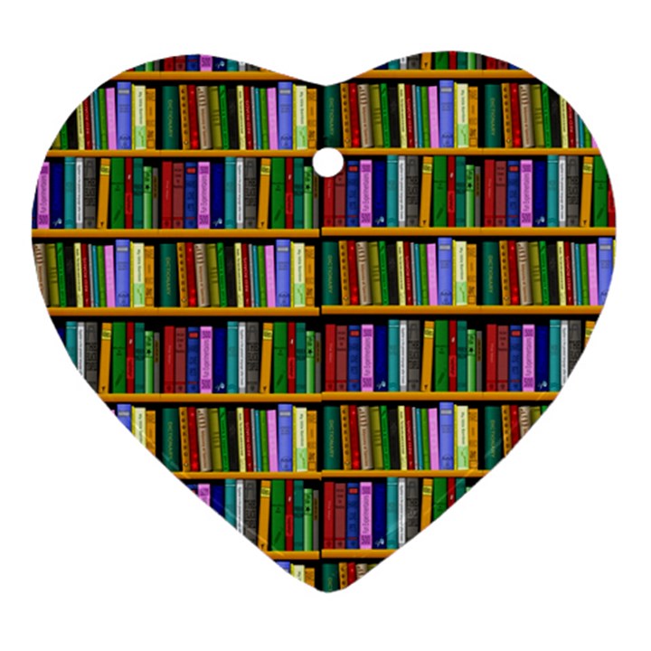 Books On A Shelf Heart Ornament (Two Sides)