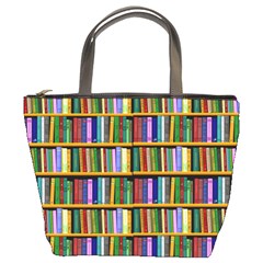 Books On A Shelf Bucket Bag by TetiBright