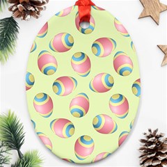 Colorful Easter Eggs Pattern Green Ornament (oval) by TetiBright