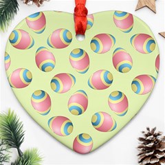 Colorful Easter Eggs Pattern Green Ornament (heart) by TetiBright