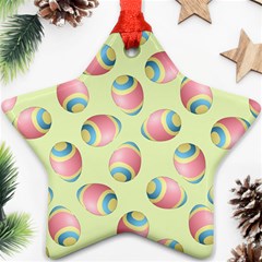 Colorful Easter Eggs Pattern Green Ornament (star) by TetiBright