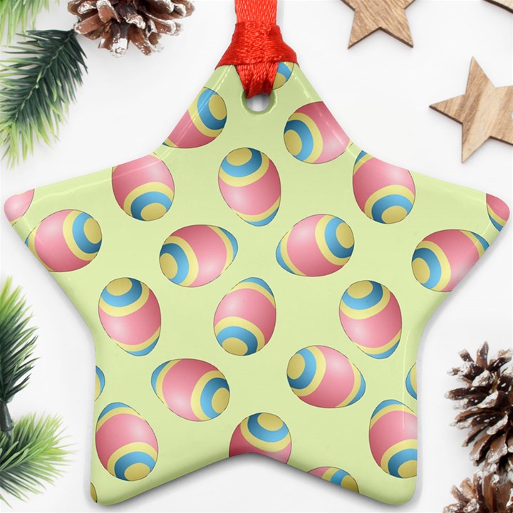 Colorful Easter Eggs Pattern Green Ornament (Star)