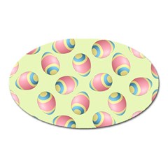 Colorful Easter Eggs Pattern Green Oval Magnet by TetiBright