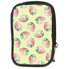 Colorful Easter Eggs Pattern Green Compact Camera Leather Case by TetiBright